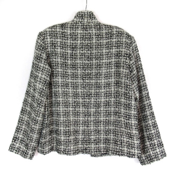 CHICO’S 1 Black White Tweed Open Front Jacket Women’s Size Medium / 8 - Picture 2 of 11